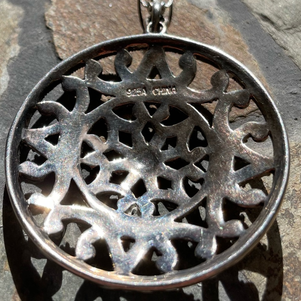Marcasite Sterling Silver Pendant Chain - Picture 10 of 13